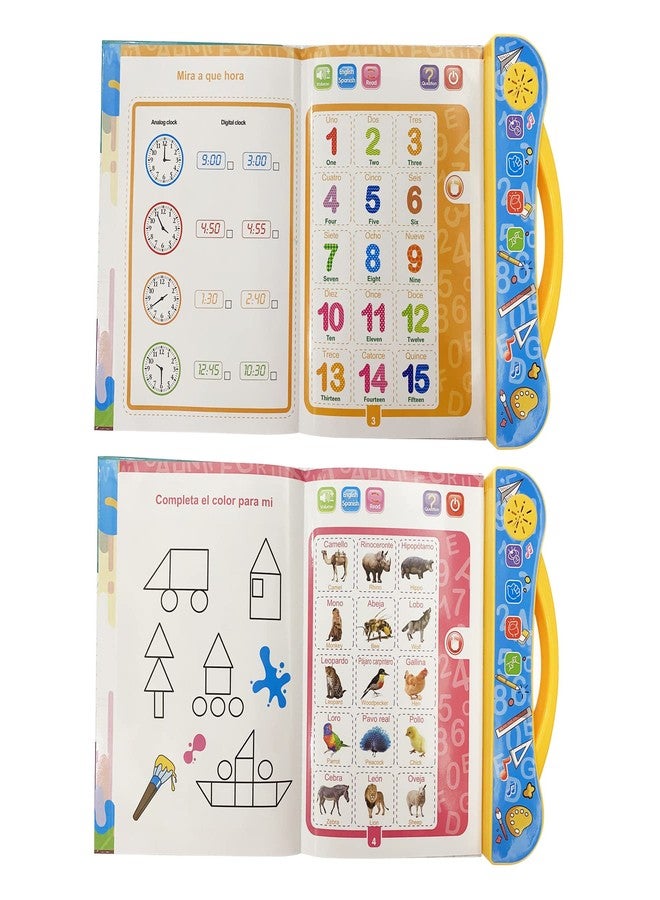 MINMEER ألعاب تعليمية ثنائية اللغة (إسبانية-إنجليزية) للأطفال، تعلم مفردات إسبانية أساسية، حروف الأبجدية، الأرقام، الألوان، ألعاب ثنائية اللغة للأطفال الصغار - Image 3