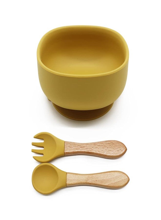Vianz Food Grade Silicon Meal Set for Baby, BPA Free, Microwave Dishwasher Safe, Bowl with Suction, Spill Proof, Food Training, Useful Gift for Kids (Mustard Yellow, 3) - Image 1