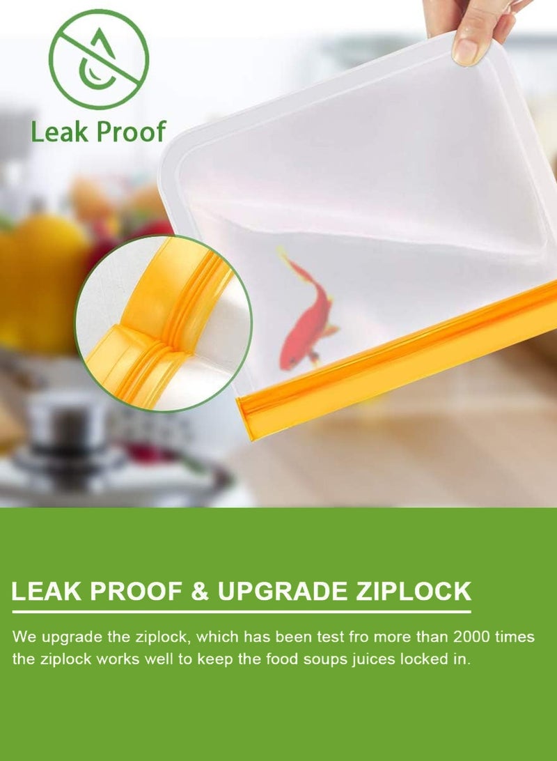 لوبيتيز كيس الحفاظ الطازج (20 حزمة) ثلاجة تخزين حقيبة غسالة صحون آمنة مقاومة للتسرب أكياس تجميد قابلة لإعادة الاستخدام BPA مجانية وصحية لتنظيم الخضروات、تنظيم وجبة خفيفة تنظيم الفواكه الغداء السفر ((8 برتقالي كبير، 6 أزرق متوسط، 6 أصفر صغير) - Image 4