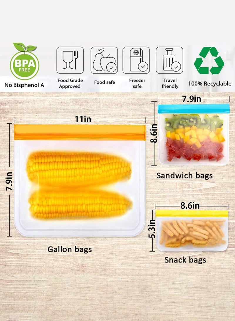 لوبيتيز كيس الحفاظ الطازج (20 حزمة) ثلاجة تخزين حقيبة غسالة صحون آمنة مقاومة للتسرب أكياس تجميد قابلة لإعادة الاستخدام BPA مجانية وصحية لتنظيم الخضروات、تنظيم وجبة خفيفة تنظيم الفواكه الغداء السفر ((8 برتقالي كبير، 6 أزرق متوسط، 6 أصفر صغير) - Image 3