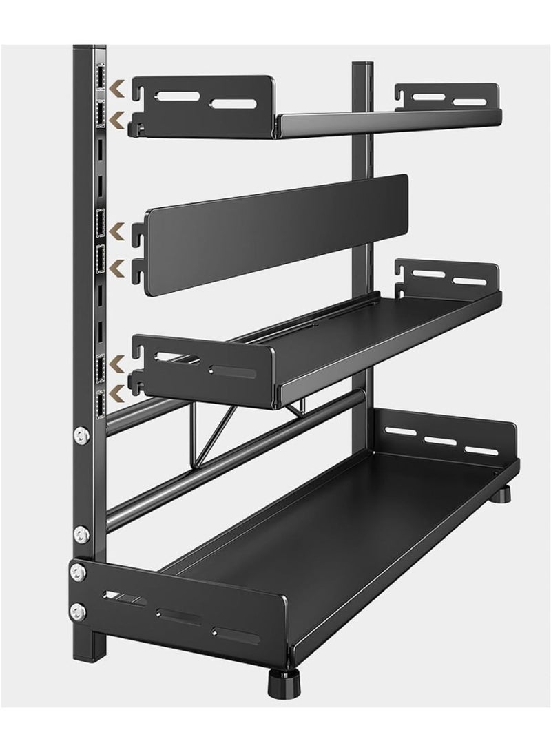 TYCOM Spice Rack Kitchen Shelf Organizer Countertop 3 Tier Large Standing Seasoning Rack for Storage Spice Kitchen Spice Organizer Spice Holder 3 Tier Adjustable Black. - Image 3