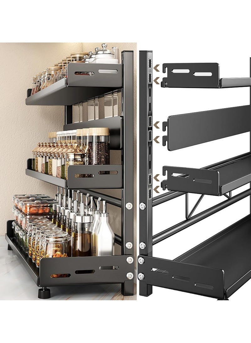 TYCOM Spice Rack Kitchen Shelf Organizer Countertop 3 Tier Large Standing Seasoning Rack for Storage Spice Kitchen Spice Organizer Spice Holder 3 Tier Adjustable Black. - Image 1