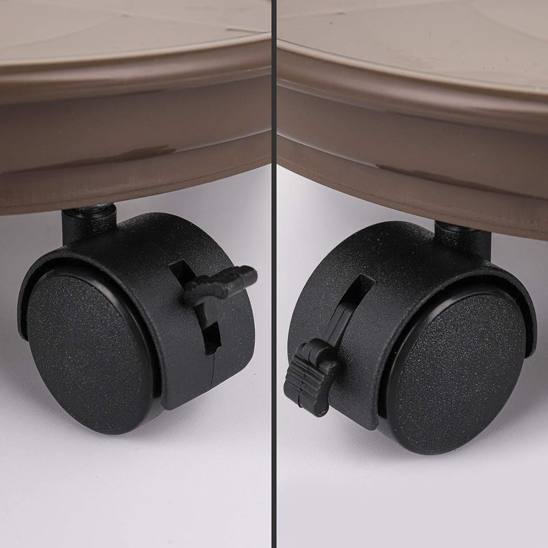 Fasmov 3 Pcs Plant Pallet Caddy Plant Stand Round Flower Pot Mover, Plant Pot Pallet Dolly Caster with Universal Wheels (Brown) - Image 4