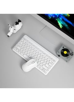 BOW Desktop Notebook External Wireless Keyboard Mouse Suit USB Silent Mute Small Small Computer Office-Color:Pure White [wireless Keyboard And Mouse Set]-yes-official Standard