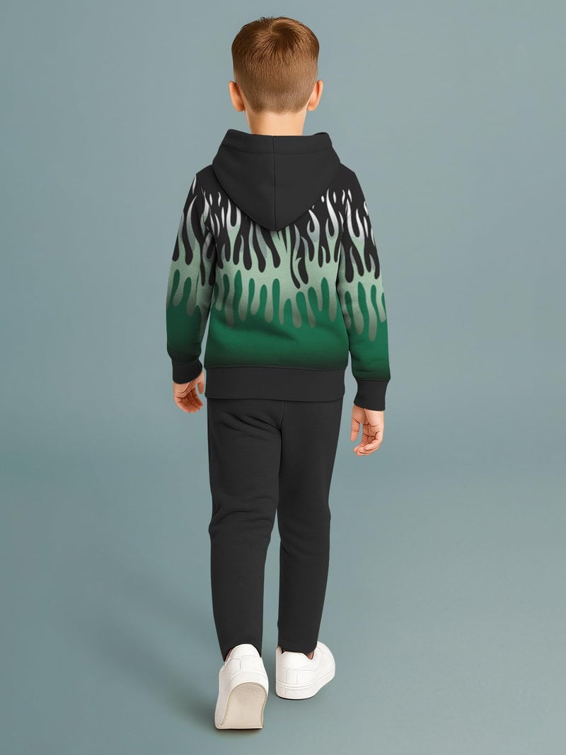 HELLCAT Trendy Co-ords With Hoodie Sweatshirt and Trackpant Clothing Set for Boys Black/Black 5-6 Years - Image 3