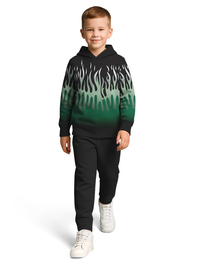 HELLCAT Trendy Co-ords With Hoodie Sweatshirt and Trackpant Clothing Set for Boys Black/Black 5-6 Years - Image 1