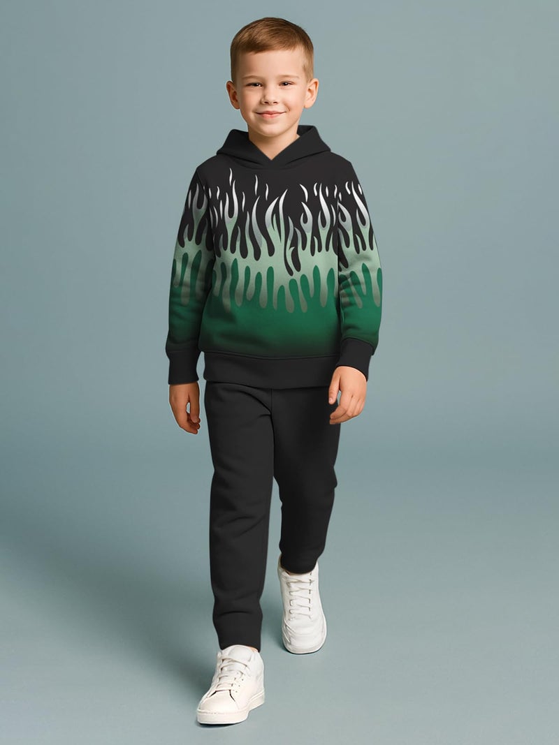HELLCAT Trendy Co-ords With Hoodie Sweatshirt and Trackpant Clothing Set for Boys Black/Black 5-6 Years - Image 2