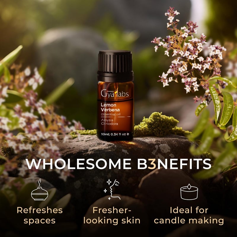 Gya Labs Lemon Verbena Essential Oil for Diffuser - Lemon Verbena Essential Oil for Skin, Hair, Perfume, Bath Bombs, Perfumes, Candles & Soaps - Citrusy, Refreshing Scent - 100% Natural (0.34 Fl Oz) - Image 5