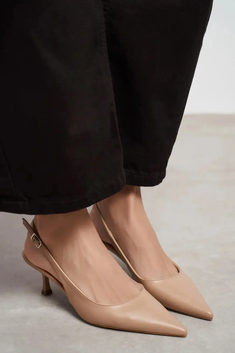 Nisantasi Shoes  Megy Matte Pointed Toe Slingback — Nude Light for Women | Best Price UAE
