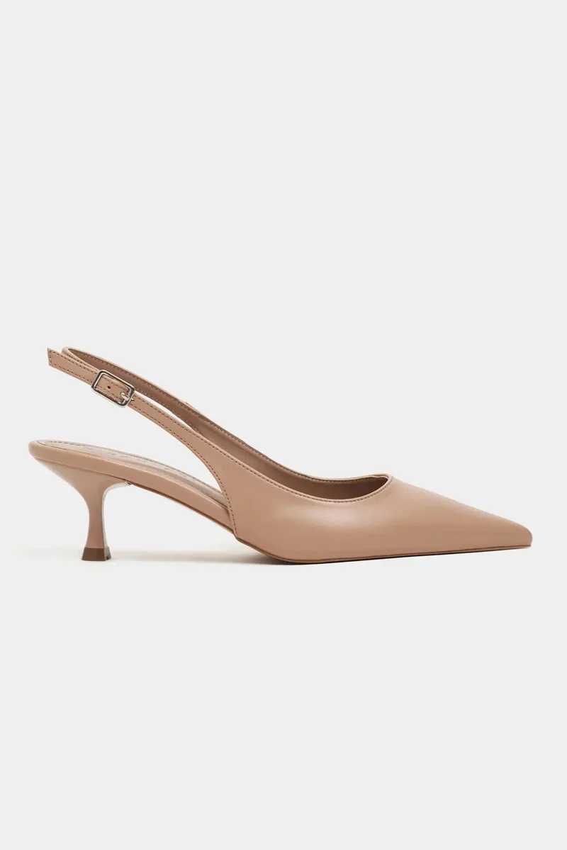 Nisantasi Shoes Megy Matte Pointed Toe Slingback — Nude Light