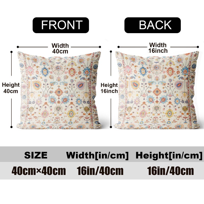 ZSYTZL Boho Throw Pillow Covers 16x16 inch Set of 2,Soft Pillowcases Bohemia Carpet Printing Pattern Decorative Sofa Living Room Bed Square Pillow Case Cushion Cover-Flower - Image 2