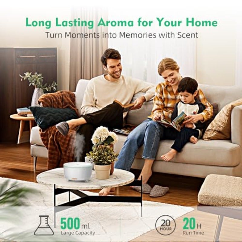 Essential Oil Diffuser 500ml Ultrasonic Aroma Cool Mist Humidifier Quiet Flame Light with Colors LED for Home Bedroom Yoga - Image 5
