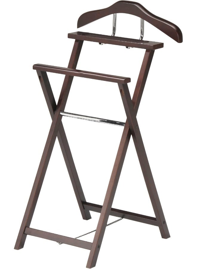 Kings Brand Furniture Kings Brand Walnut Finish Solid Wood Suit Valet Rack Stand Organizer  - Image 4