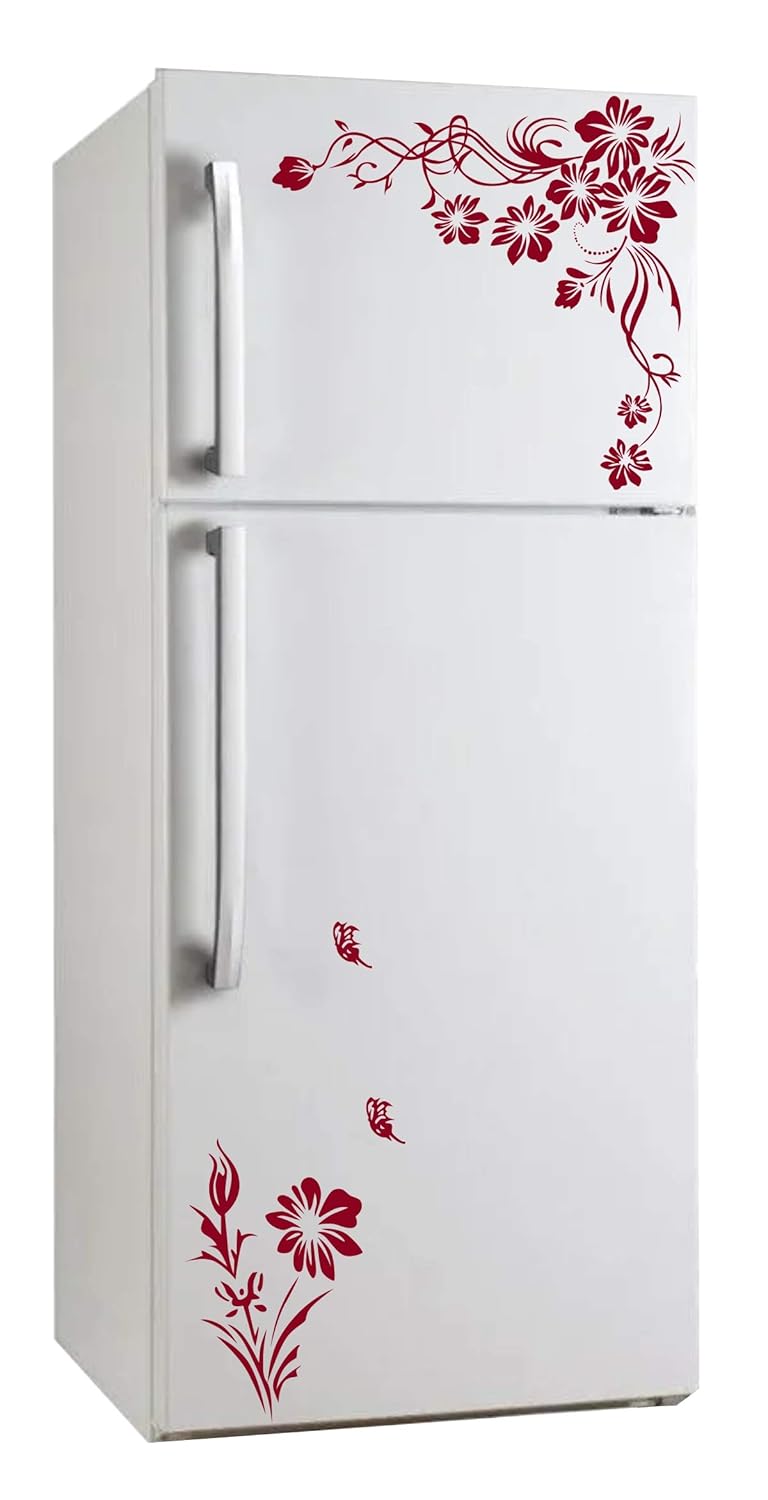 DecorVilla Decor Villa Sun Flowers Fridge Sticker Wall Sticker PVC VinylSize 58 cm x 53 cm - Image 1
