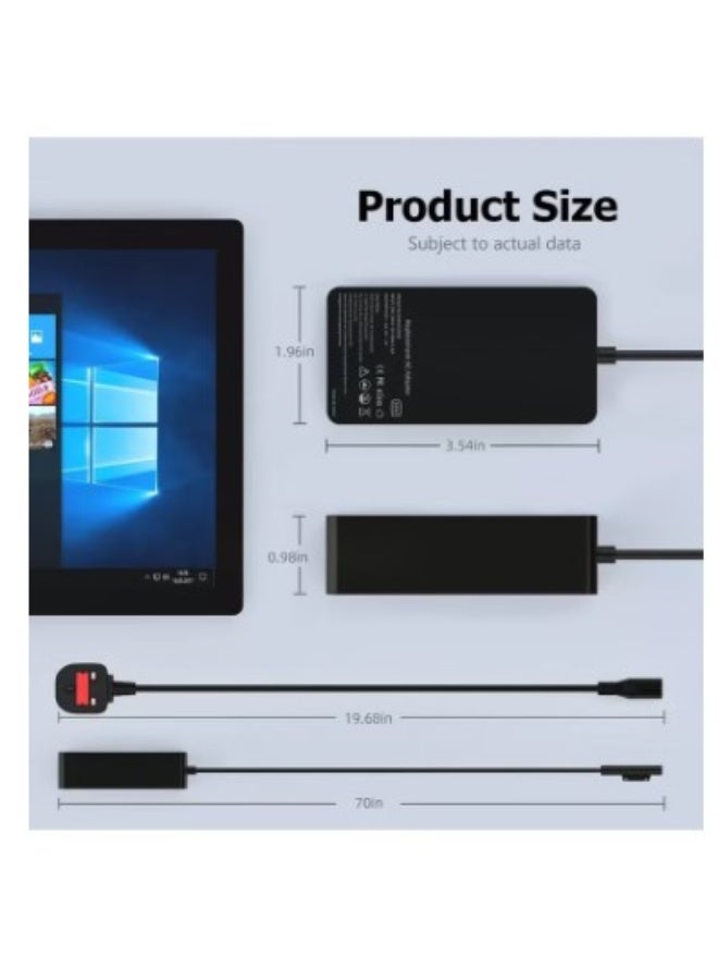 Terabyte 65W Surface Pro Laptop Charger for Microsoft Surface Pro 10, 9, 8, 7+, 7, 6, 5, 4, 3, X, Windows Surface Laptop 6, 5, 4, 3, 2, 1, Surface Go Tablet, Surface Book 3, 2, 1, Support 44W, 36W, LED, 10FT - Image 2