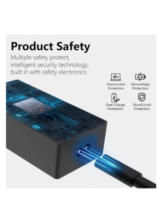 Terabyte 65W Surface Pro Laptop Charger for Microsoft Surface Pro 10, 9, 8, 7+, 7, 6, 5, 4, 3, X, Windows Surface Laptop 6, 5, 4, 3, 2, 1, Surface Go Tablet, Surface Book 3, 2, 1, Support 44W, 36W, LED, 10FT - Image 4