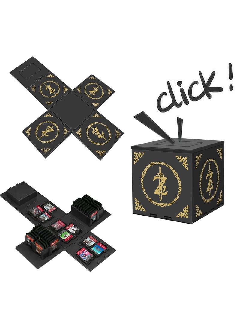 Zikra Game Card Case Compatible with Nintendo Switch,Extra Large Capacity Switch Game Case,Upgraded 41 Slots Switch Game Card Storage Box,Press to Unfold Fun Switch Card Case (Z Black) - Image 5