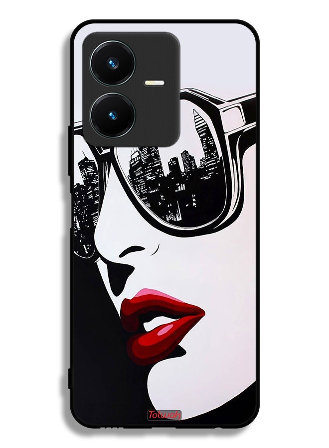 Tolwak Vivo Y22s Protective Case Cover Girl Face Abstract Art - Image 1