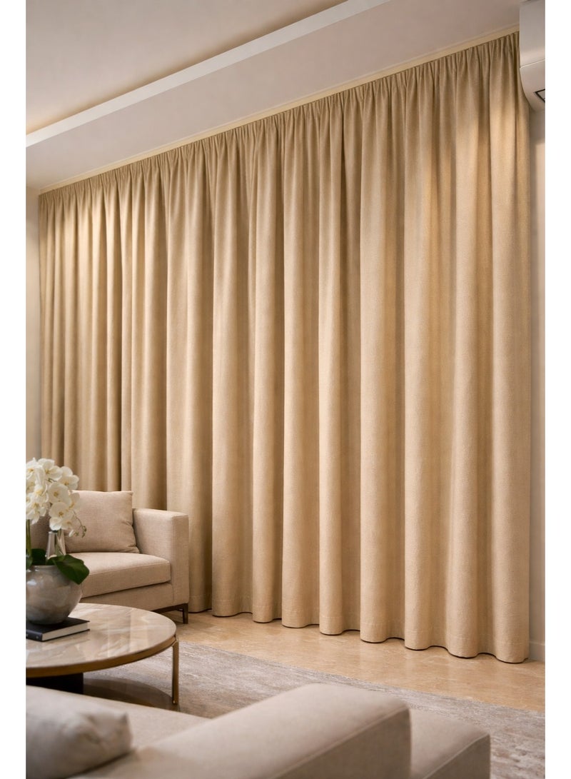 Modern Beige Window Curtain with Accessories, Elegant Single Layer Fabric Drapes for Living Room Bedroom Home Office Privacy Light Control Home Decor Various Sizes