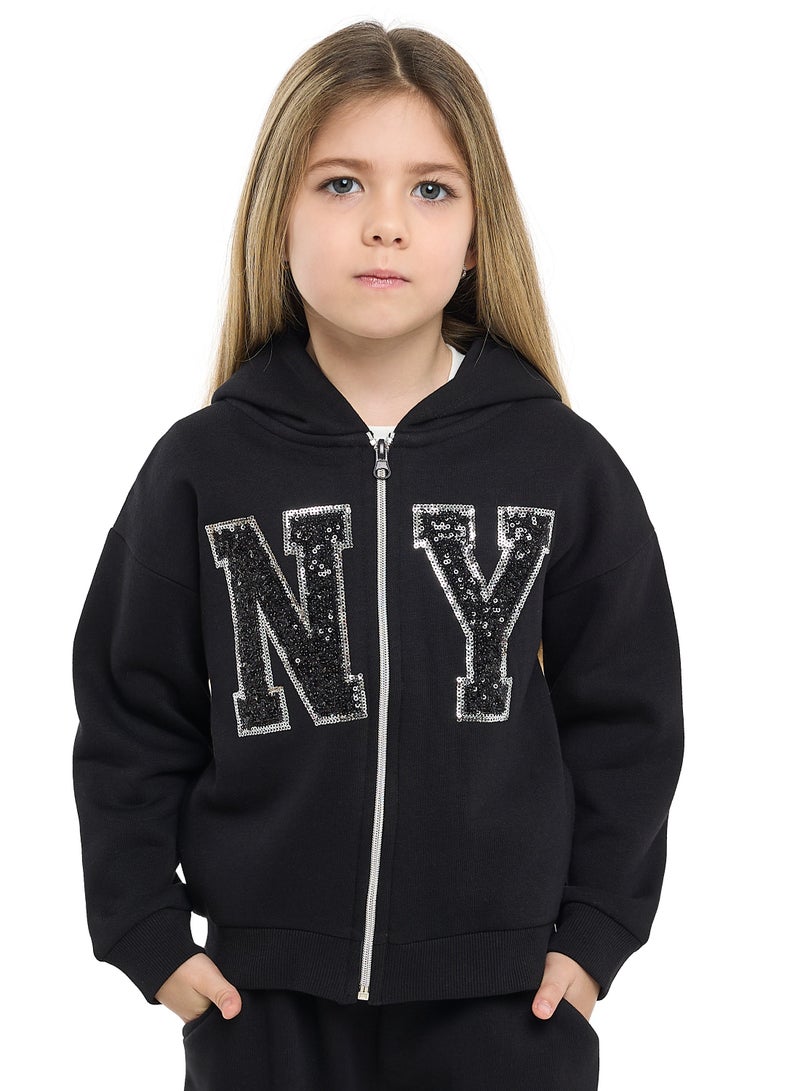 victor and jane Girls NY Camo Logo Fleece Tracksuit – 2-Piece Set - Image 3