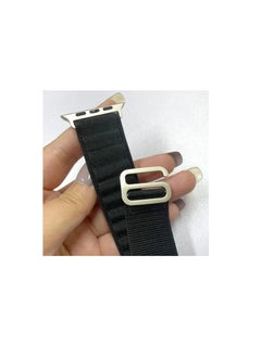 Generic Alpine Loop For Apple Watch 45 Mm Nylon Woven Ring With Sports G Hook Strap Series 7- Black  - Image 4