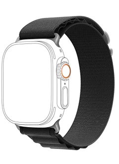 Generic Alpine Loop For Apple Watch 45 Mm Nylon Woven Ring With Sports G Hook Strap Series 7- Black  - Image 2