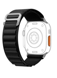 Generic Alpine Loop For Apple Watch 45 Mm Nylon Woven Ring With Sports G Hook Strap Series 7- Black  - Image 1
