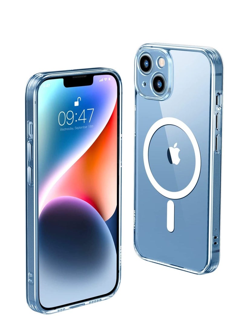 glassology - iPhone 14 Plus Magsafe Case 6.7 Inch Slim Thin Magnetic Case Yellowing Resistant Anti Drop Shock Absorption Anti Scratch and Hard Back Crystal Case Cell Phone Cover for iPhone 14 Plus - Image 1