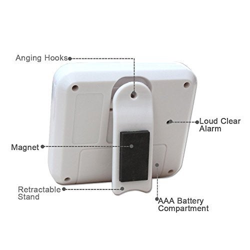XREXS Digital Kitchen Timer Magnetic Countdown Up Cooking Timer Clock with Magnet Back and Clip, Loud Alarm, Large Display Minutes and Seconds Directly Input-White (2 Battery Included) (DC-12) - Image 4