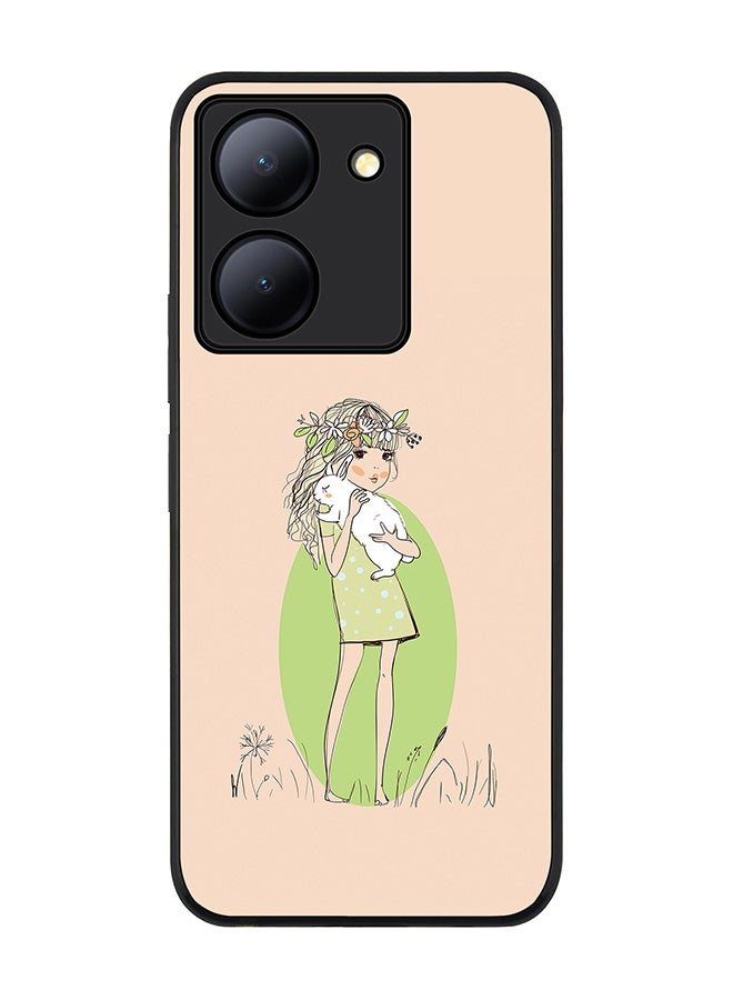 Stylizedd حافظة حواف سوداء متينة لهاتف Vivo Y36 / Vivo Y36 5G، حافظة مرنة رقيقة من المطاط TPU - عناق الأرنب - Image 1