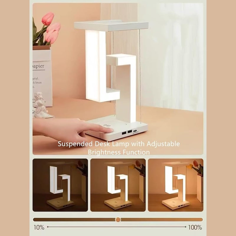 CHRONOS مصباح مكتب ذكي LED بتصميم كرونوس تنسيغريتي مع شاحن لاسلكي ومنفذ شحن USB وتحكم باللمس و3 أوضاع إضاءة - Image 5