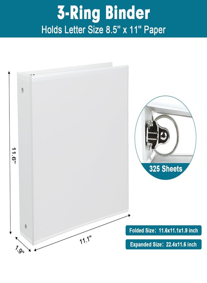 LAYZZ 3 Ring Binder, LAYZZ 4 Pack 1.5 Inch Binders 3 Ring with 2 Pockets, Round Ring Binders, Clear Cover Binders for Letter Size 8.5"x11" Paper, PVC Free, Suitable for School Home and Office (White) - Image 2