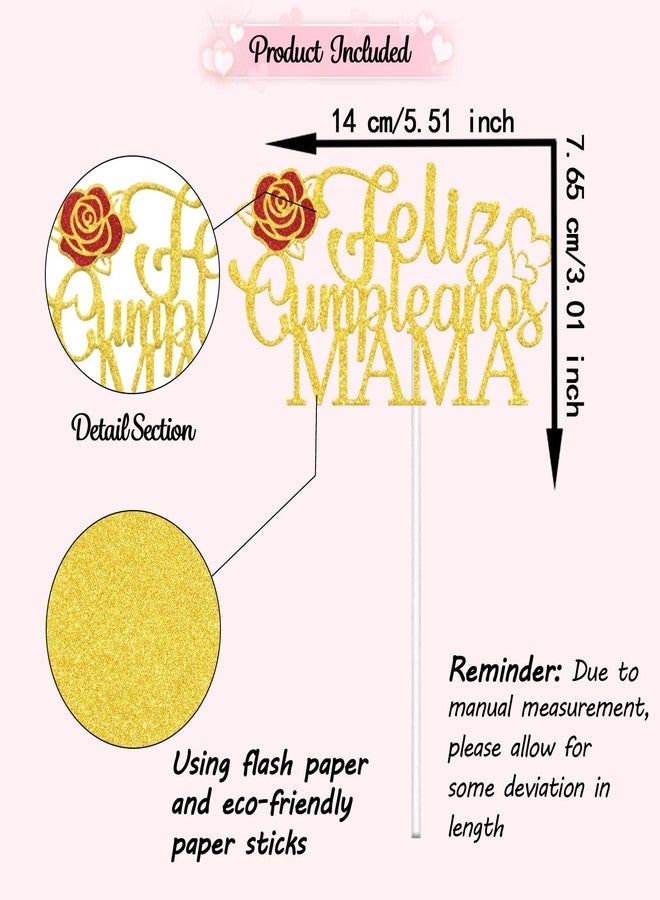 WFKLDF Feliz Cumpleanos Mama Cake Topper, Mom Happy Birthday Cake Decorations, Best Mom Ever, Mother's Day Birthday Party Decor Supplies - Image 2