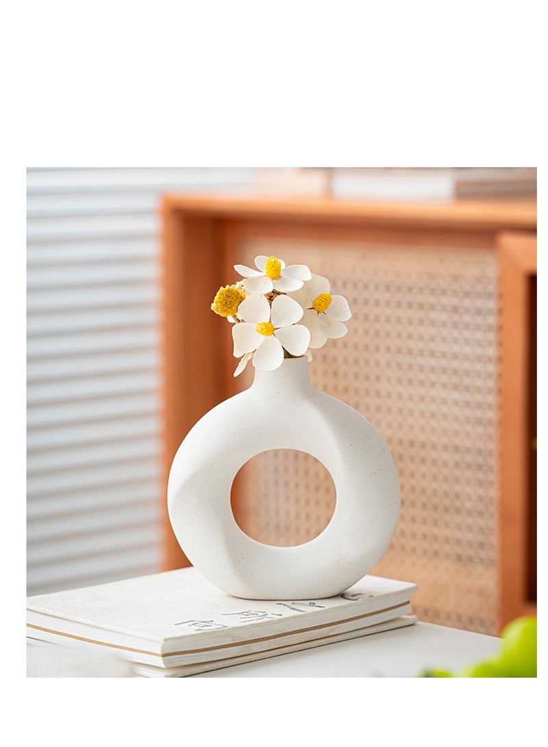 Y&D White Ceramic Vase 2-Piece Set for Modern Home Decor, Pampas Flowers Vase, Boho Style, for Living Room, Office Bedroom, Wedding Holiday Table Decoration Gifts - Image 5