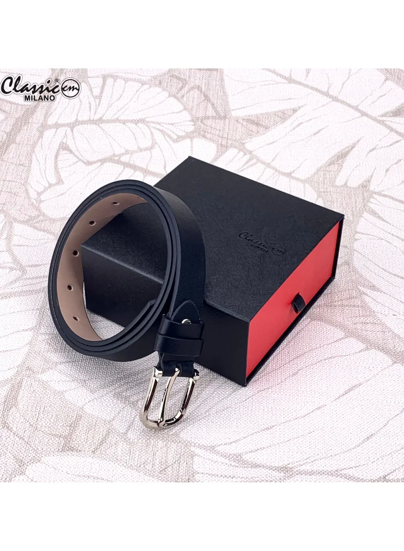 Classic Milano Black (SGPU22) Classic Milano Women's Belt with Gift Box; Faux Leather Ladies Belt for Dresses, Jeans & Gowns; Stylish Womens Belt; Adjustable Girls Belt; Belt for Women | Full Length: 110 CM (Free Size - Fits up to the waist of 40 Inches / 100 CM) for Women | Best Price UAE