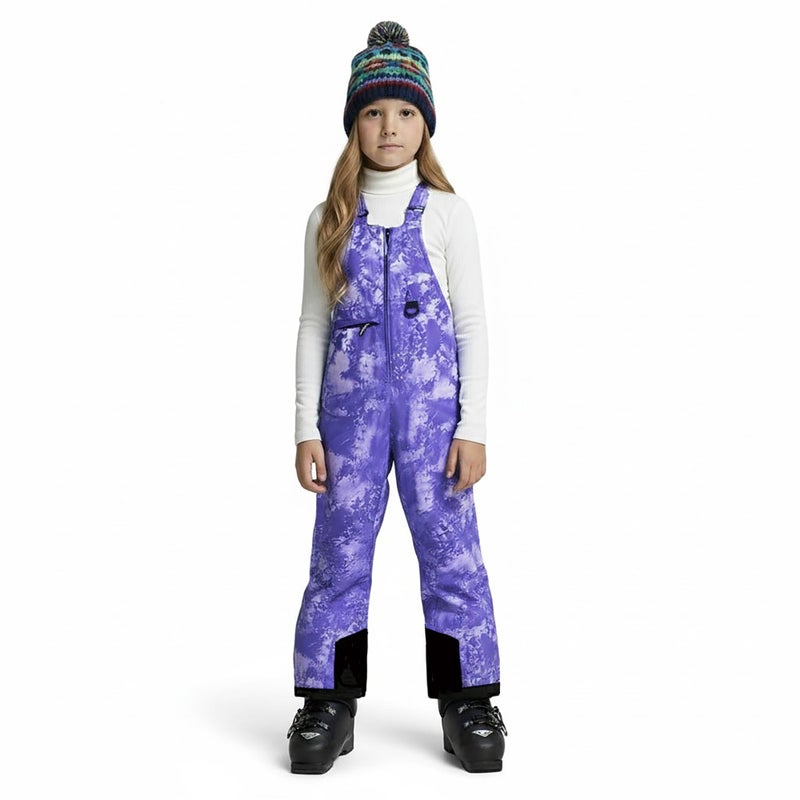 Arctic Quest Boys Girls Unisex Classic Ski & Snow Bib Overall Winter Snowsuit Water-Resistant Windproof Outdoor Rain Bib, Purple Tiedye, 7-8 - Image 1
