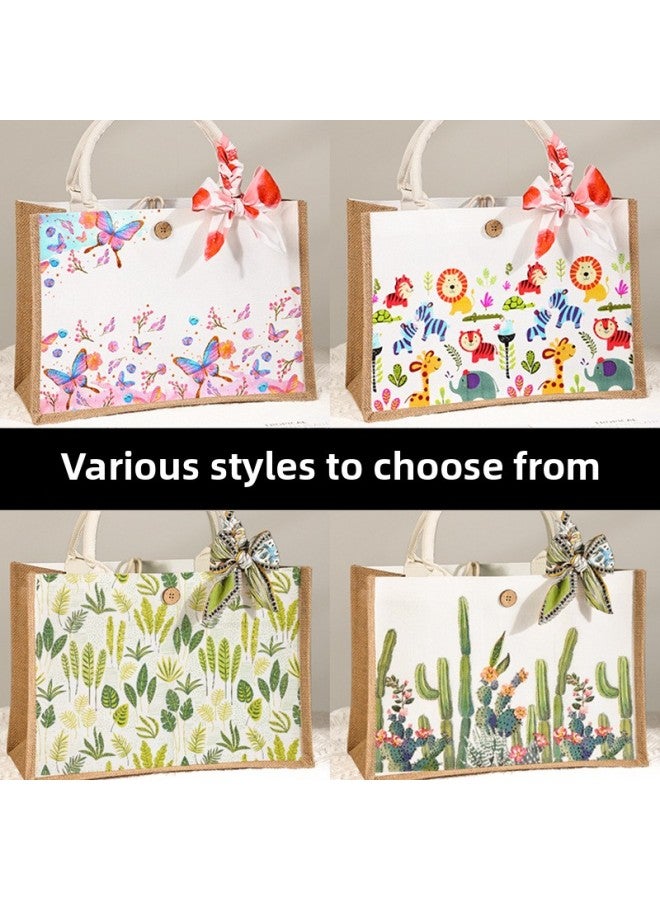 erfly Bart Diy Material Bag March 8th Women's Day Canvas Bag Children's Hand-made Creative Linen Bag Group Building Activities-Color:Pink Random Pattern-vertical Version  - Image 3
