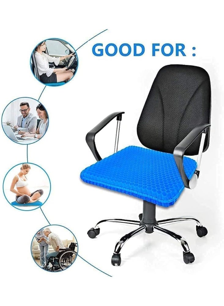 وسادة مقعد جل مزدوجة بتصميم قرص العسل، مبردة وممتصة للضغط، قابلة للتنفس، أزرق - Image 5