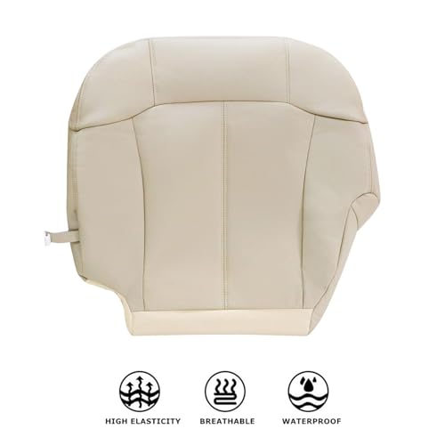 AOUTTUOA Driver Side Bottom Leather Seat Cover Light Tan #522 or 922 Compatible with Chevy Tahoe Suburban 1500 2500 LT LS Z71 2WD 4X4 1999 2000 2001 2002 - Image 4