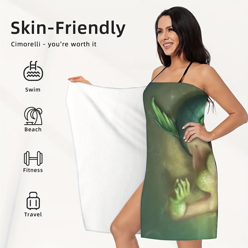 Green Mermaid Beach Towel 75x150 cm Super Absorbent Quick Drying Lightweight Soft Swimming Towel for Beach Outdoor Camping Travel - Image 4