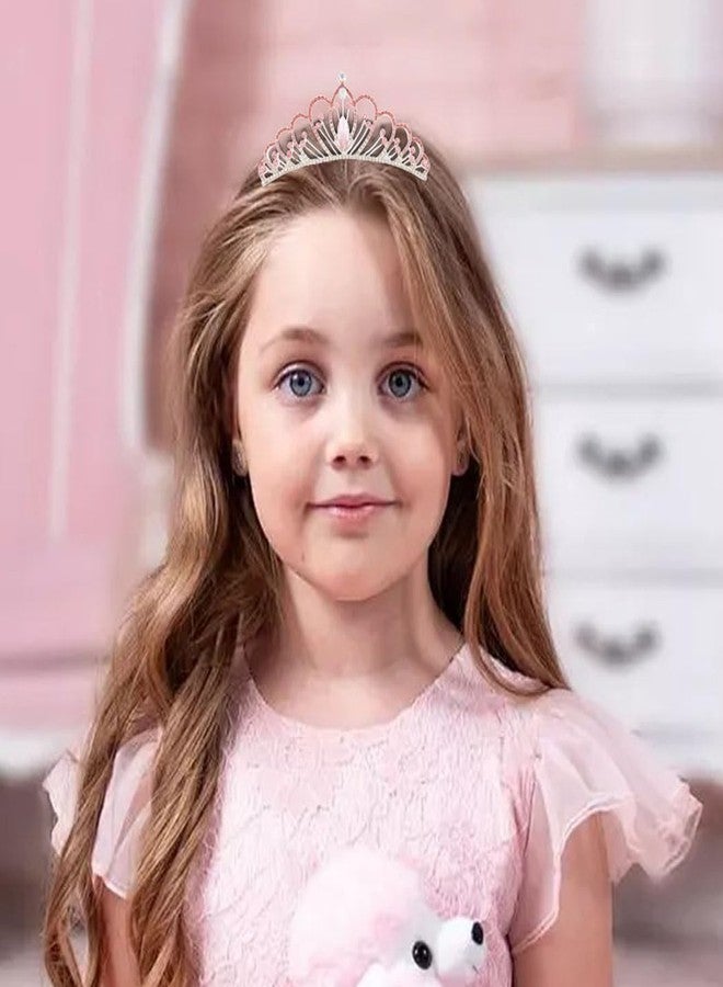 فويت تيجان صغيرة من فويت مع مشط شعر، تاج كريستالي لامع مرصع بأحجار الراين، تاج أميرة، أمشاط للنساء، حفلات أعياد الميلاد، حفلات التخرج (وردي) - Image 4