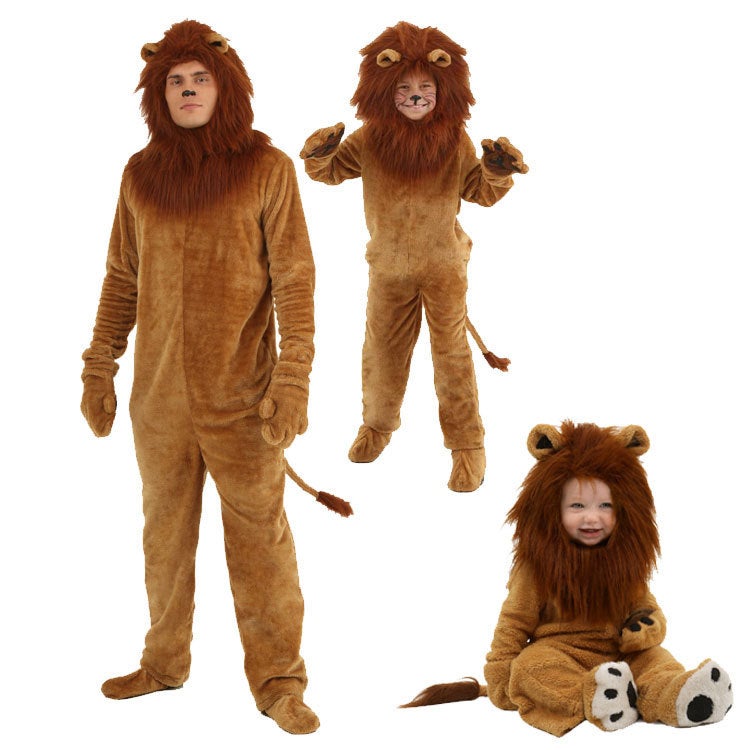 Green Sprout Fairy Lion Costume for Adults and Kids Lion (head cover + jumpsuit + Palm + foot cover)