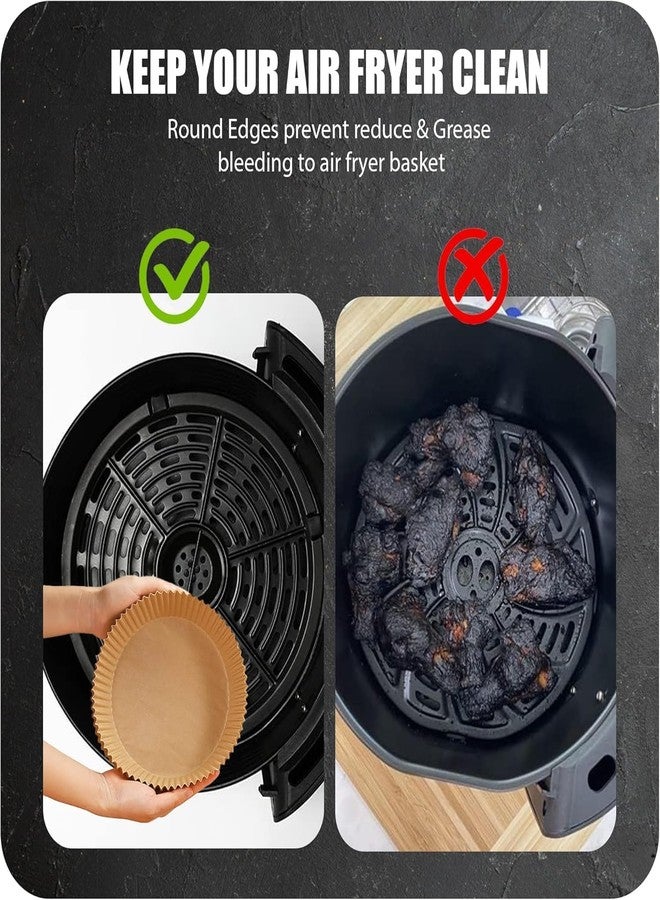 MANTHUMI 100 PCS Air Fryer Paper Sheets, Disposable Paper Liner for Microwave, Oil-Proof Air Fryer Parchment Paper for Frying, Baking, Cooking, Roasting and Microwave (6.3 Round) - Image 3
