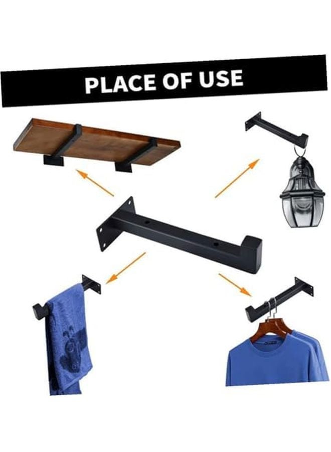4Pcs Black Iron Shelf Support Bracket Heavy Duty Wall Mount For Kitchen Storage - Image 3