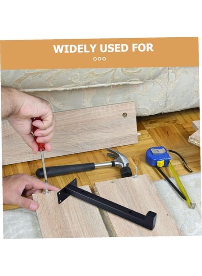 4Pcs Black Iron Shelf Support Bracket Heavy Duty Wall Mount For Kitchen Storage - Image 5