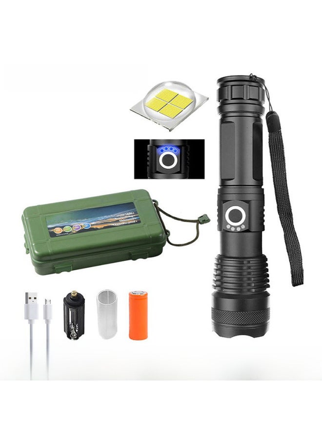 Aluminum Alloy P50 Strong Light Flashlight 26650 Zoom Night Fishing USB Rechargeable LED Flashlight Outdoor-Product Specifications:P50 Flashlight + USB +26650 Lithium Battery - Image 2