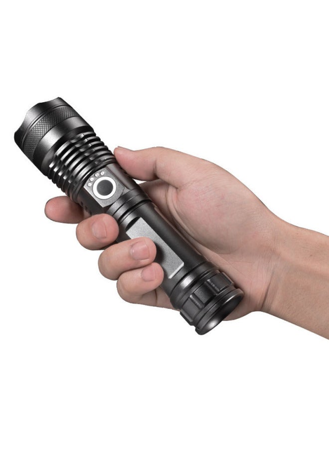 Aluminum Alloy P50 Strong Light Flashlight 26650 Zoom Night Fishing USB Rechargeable LED Flashlight Outdoor-Product Specifications:P50 Flashlight + USB +26650 Lithium Battery - Image 3