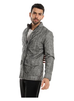 Andora Heather Grey Zipped Jacket With Pockets_Dark Grey  - Image 5