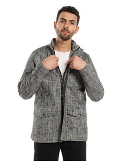 Andora Heather Grey Zipped Jacket With Pockets_Dark Grey  - Image 3