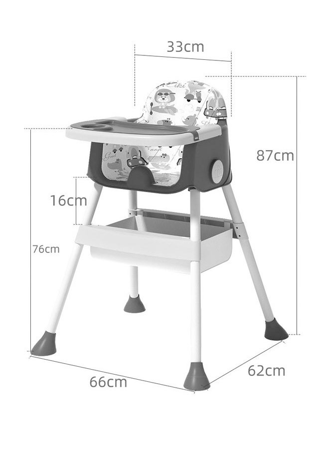 ZCM-HAPPY Baby High Chair for Toddlers, Foldable High Chairs with Adjustable Seat Heigh Recline with 4 Wheels and Removable Tray  - Image 2